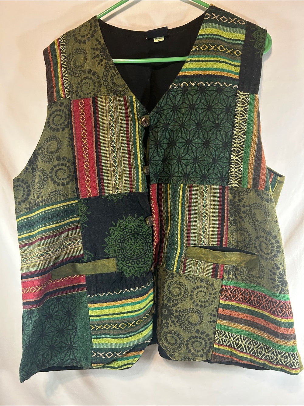 Gringo Men’s Green patch Hippie Boho Vest